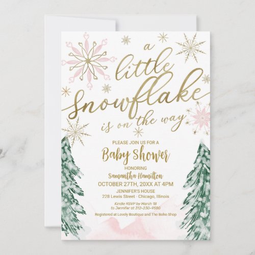 A little snowflake Christmas Winter Baby Shower Invitation