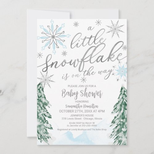 A little snowflake Christmas Winter Baby Shower Invitation