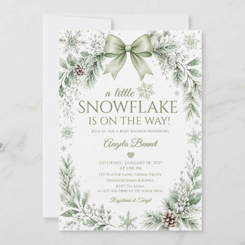 A Little Snowflake Dusty Blue Winter Baby Shower Invitation