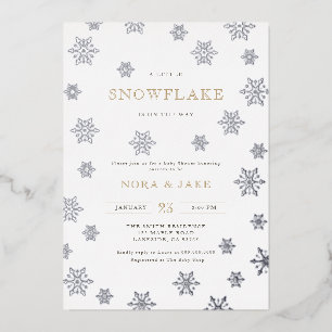 A little Snowflake Gender Neutral Baby Shower Foil Invitation
