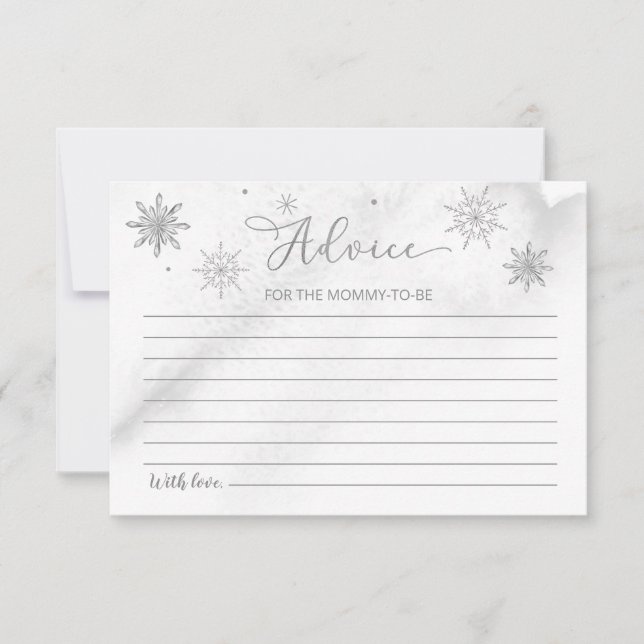 A little Snowflake Gray Baby Shower Advice Cards (Front)