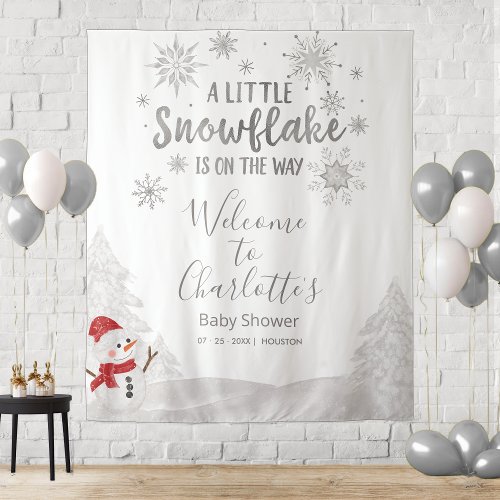 A little snowflake Gray Baby Shower Backdrop