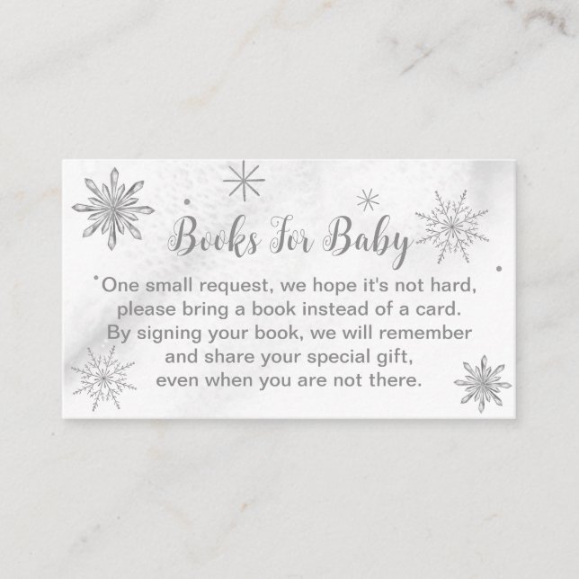 A little Snowflake Gray Baby Shower Enclosure Card (Front)