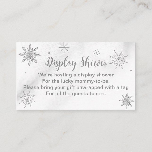 A little Snowflake Gray Baby Shower Enclosure Card (Front)