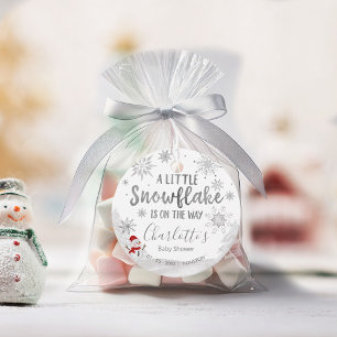 A little snowflake Gray Baby Shower Favor Tags