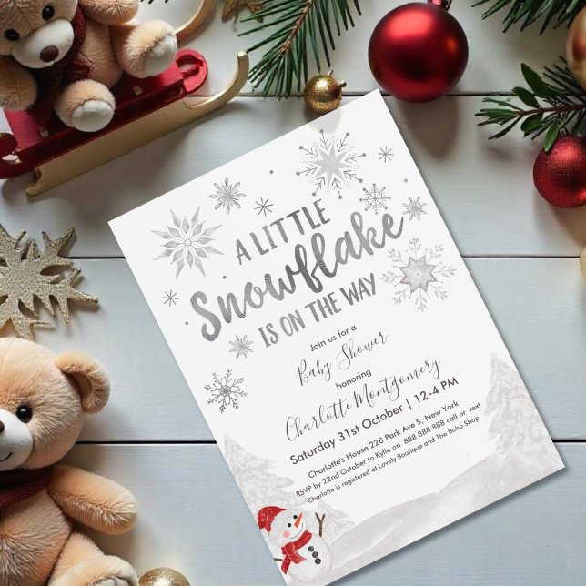 A little snowflake Gray Baby Shower Invitation (Creator Uploaded)