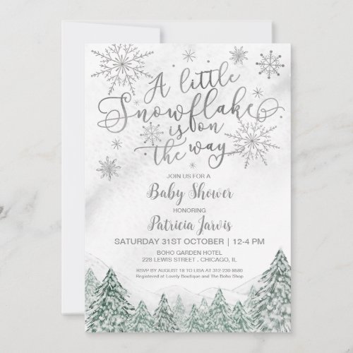 A little Snowflake Gray Baby Shower Invitation
