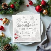 A little snowflake Gray Baby Shower Napkins