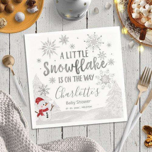 A little snowflake Gray Baby Shower Napkins