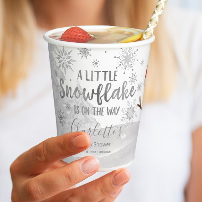 A little snowflake Gray Baby Shower Paper Cups (Creator Uploaded)