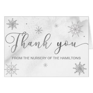 A little Snowflake Gray Baby Shower Thank You Cards