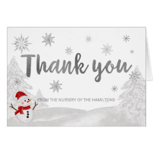 A little snowflake Gray Baby Shower Thank You Cards