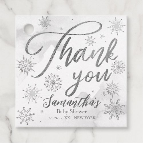 A little snowflake Gray Baby Shower Thank you Favor Tags