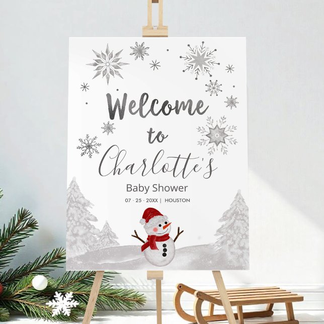 A little snowflake Gray Baby Shower Welcome Sign (Creator Uploaded)