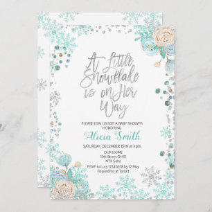 A Little Snowflake is on Her Way Baby Shower Invitation