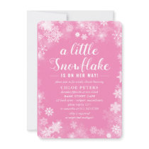 A Little Snowflake is on Her Way Girl Baby Shower Invitation