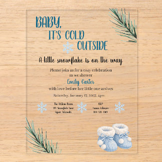 A Little Snowflake Is On the Way Baby Shower Acrylic Enclosure Card