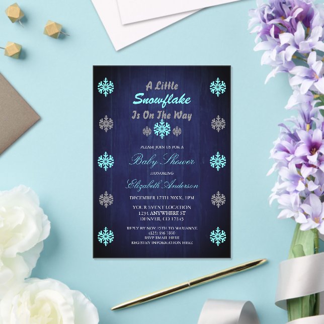A Little Snowflake Is On The Way Baby Shower Acrylic Invitations (Insitu (Wedding))
