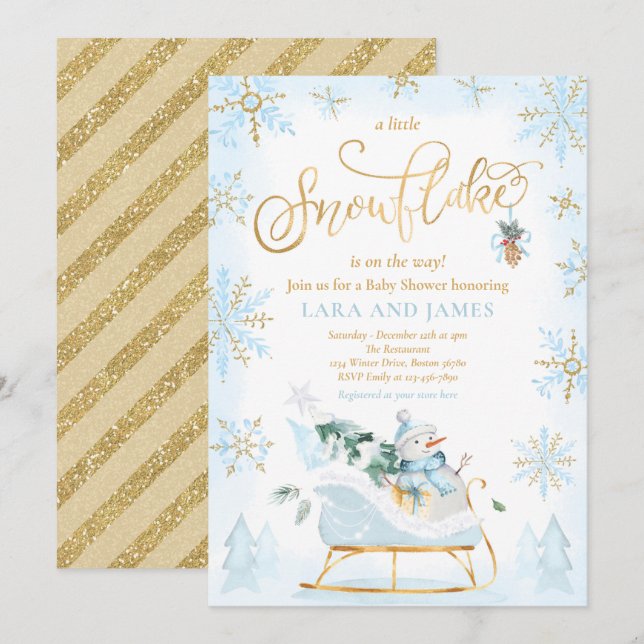 A Little Snowflake Is On The Way Baby Shower  Invi Invitation (Front/Back)