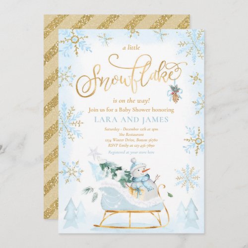 A Little Snowflake Is On The Way Baby Shower  Invi Invitation