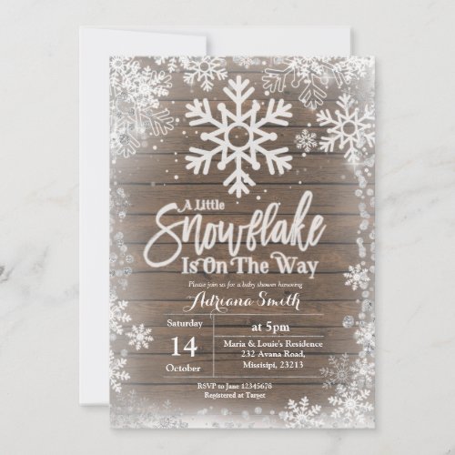 A little snowflake is on the way baby shower invitation