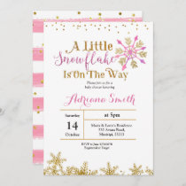 A little snowflake is on the way baby shower invitation