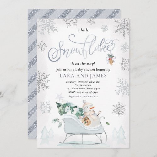 A Little Snowflake Is On The Way Baby Shower Invitation