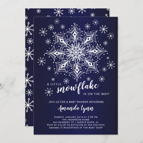 A Little Snowflake Is On The Way Baby Shower Invitation