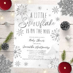 A little snowflake is on the way baby shower invitation<br><div class="desc">Adorable calligraphy with snowflakes,  winter-themed baby shower invitations. Easy to personalize with your details. Check the collection to find matching items as enclosure cards.</div>