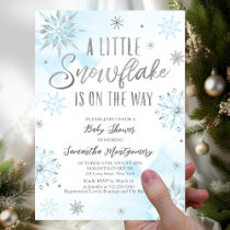 A little snowflake is on the way baby shower invitation