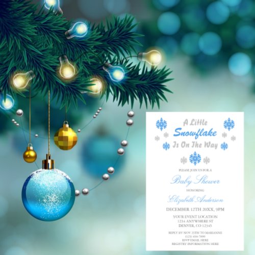 A Little Snowflake Is On The Way Baby Shower Invitation