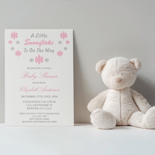 A Little Snowflake Is On The Way Baby Shower Invitation