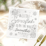 A Little Snowflake Is On The Way Baby Shower Napkins<br><div class="desc">Adorable calligraphy with snowflakes,  winter-themed baby shower napkins. Easy to personalize with your details. Check the collection to find matching items as enclosure cards.</div>