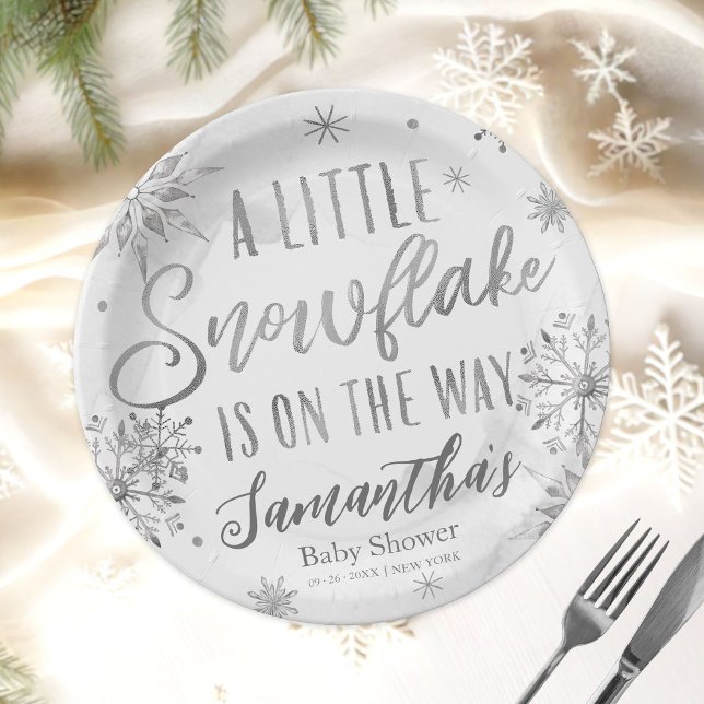 A little snowflake is on the way Baby Shower Paper Plates (Creator Uploaded)