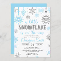 A Little Snowflake Is On The Way Boy Baby Shower I Invitation