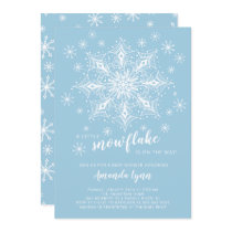 A Little Snowflake Is On The Way Boy Baby Shower Invitation