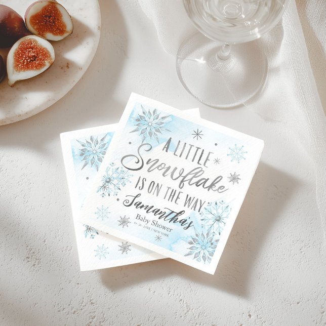 A little snowflake is on the way boy baby shower napkins (Creator Uploaded)