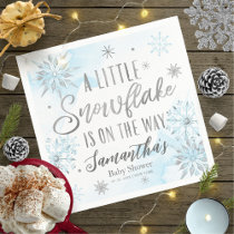 A little snowflake is on the way boy baby shower napkins