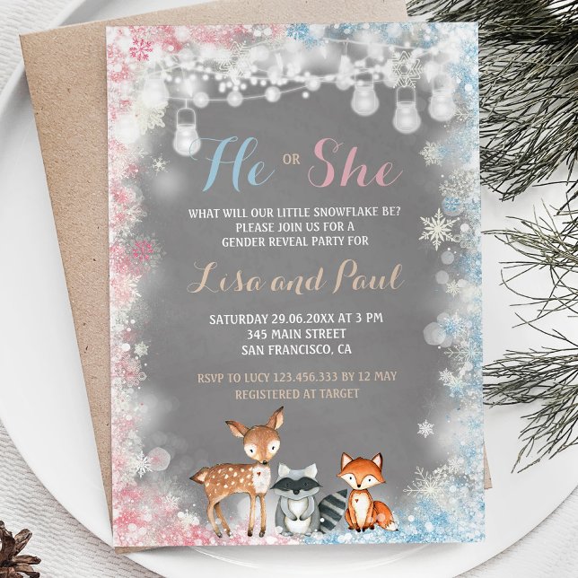 A little snowflake is on the way Gender Reveal Invitation (Creator Uploaded)