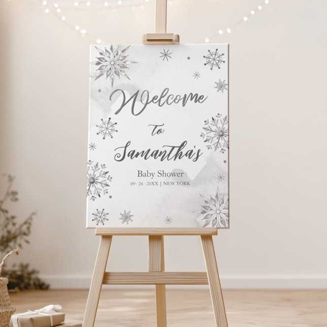 A little snowflake is on the way Gray Welcome Sign (Creator Uploaded)