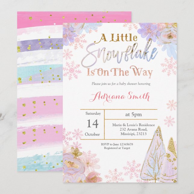 A Little Snowflake is on the way invitation (Front/Back)
