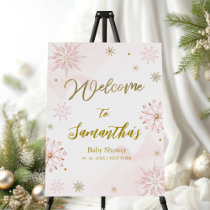 A little snowflake is on the way Pink Welcome Sign