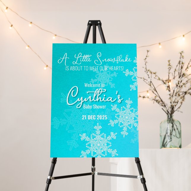 A Little Snowflake Minimalist Blue Welcome Sign (In Situ (Stand))