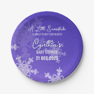 A Little Snowflake Minimalist Indigo Pattern Paper Plates