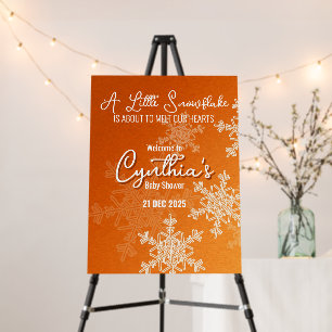 A Little Snowflake Minimalist Orange Welcome Sign