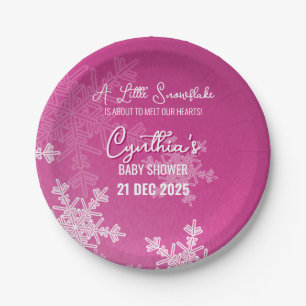 A Little Snowflake Minimalist Pink Pattern  Paper Plates