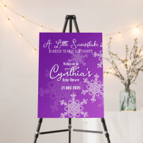A Little Snowflake Minimalist Purple Welcome Sign