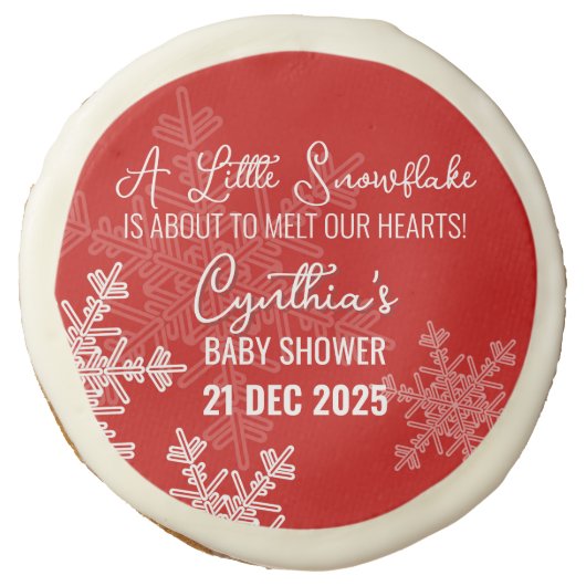 A Little Snowflake Minimalist Red Pattern  Sugar Cookie (Front)