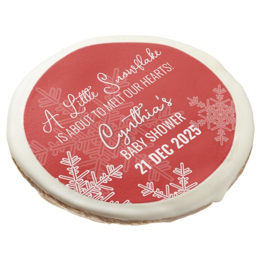 A Little Snowflake Minimalist Red Pattern  Sugar Cookie (Angled)