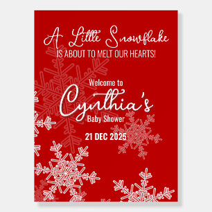 A Little Snowflake Minimalist Red Welcome Sign